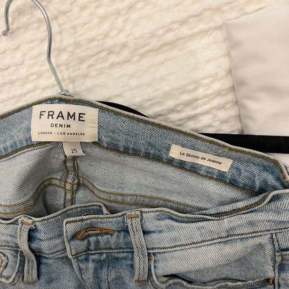 FRAME WOMENS LE SKINNY LE JEANNE JEANS LIGHT BLUE LOW RISE SIZE 25 - Picture 4 of 6